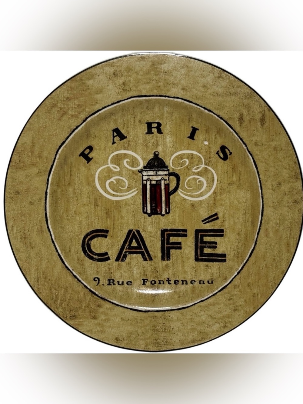 SAKURA Coffee Break Paris Cafe Marbled Coffee Plate 8.25” LIKE NEW